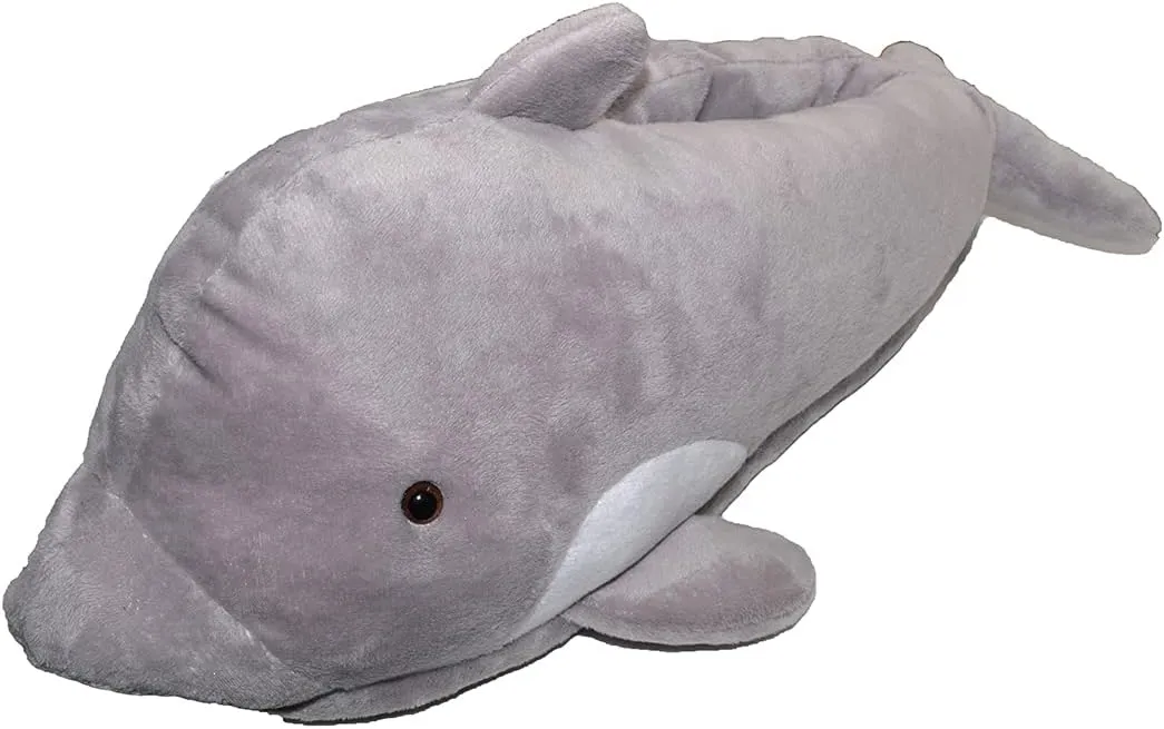 Millffy Women's Cozy Fleece Wicky Shark Memory Foam House Slippers Chomping Shark Dolphin Whale Plush Slippers