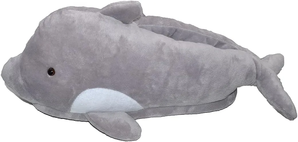 Millffy Women's Cozy Fleece Wicky Shark Memory Foam House Slippers Chomping Shark Dolphin Whale Plush Slippers