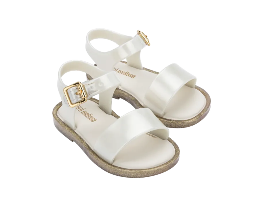 Mini Melissa Mar Sandal | White Glitter