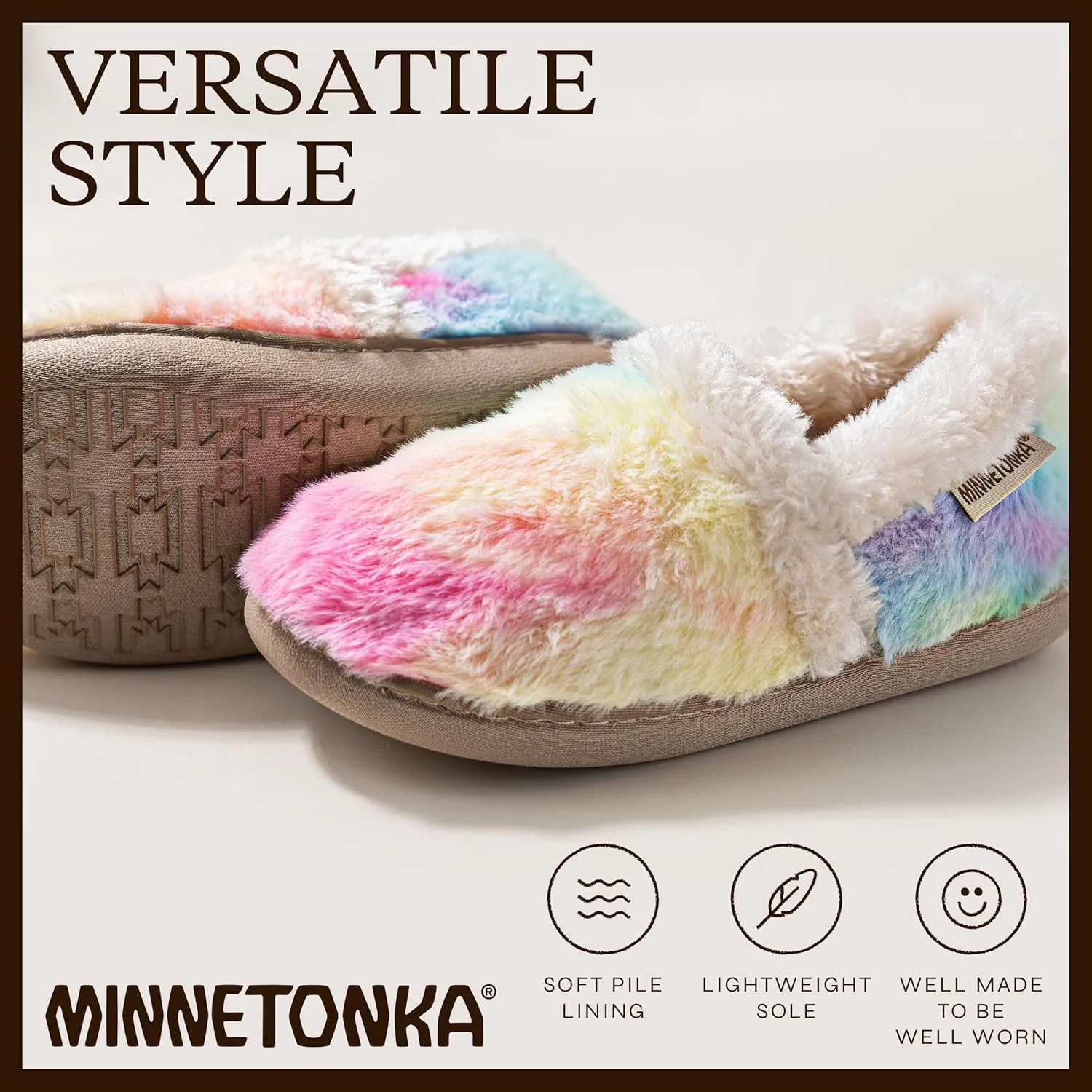 Minnetonka Daina – Indoor Cozy House Slippers for Kids with Cushioned Memory Foam Insole and Soft Fuzzy Lining