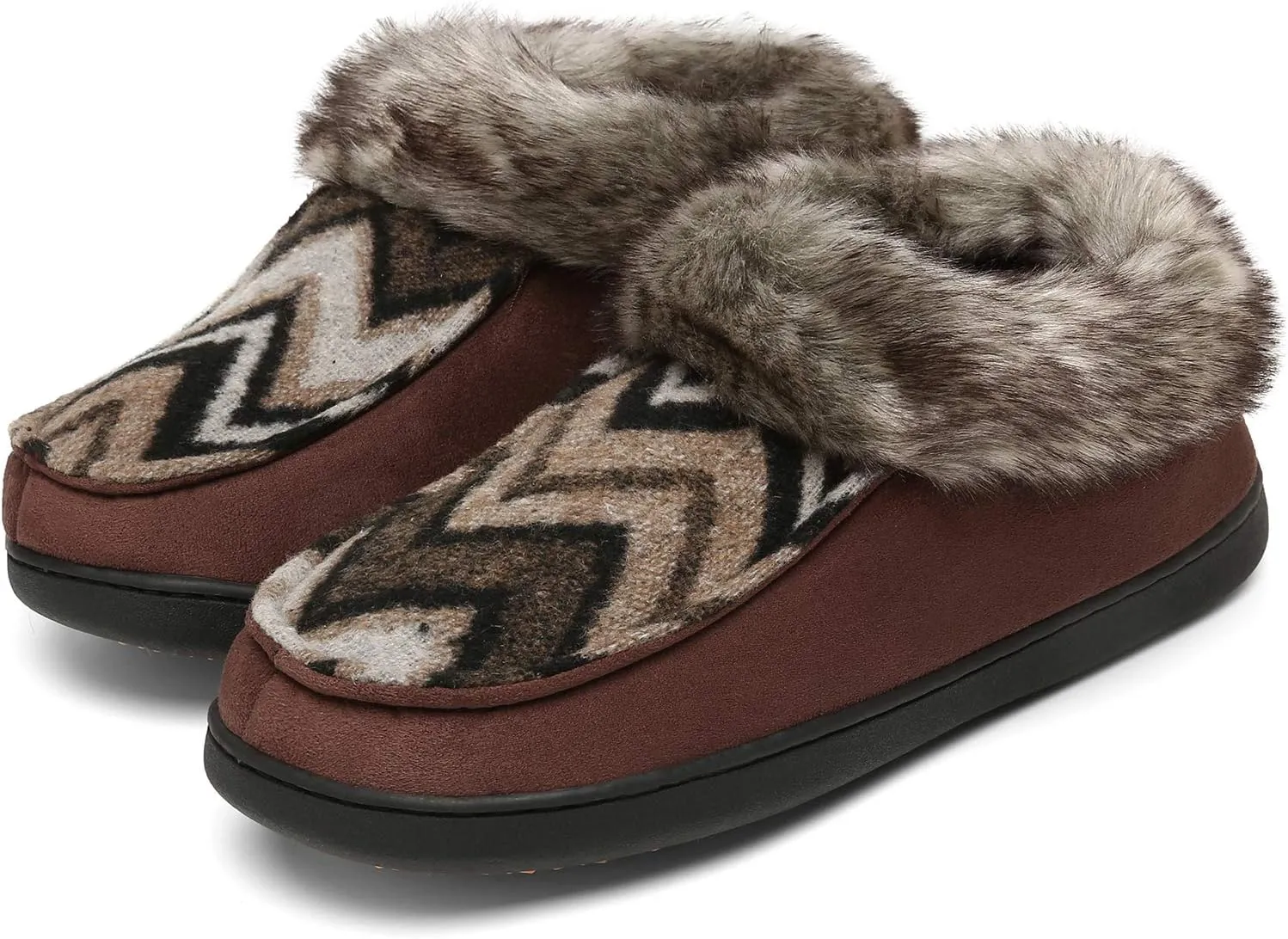 Mishansha Women's House Shoes Memory Foam Suede Moccasin Slippers Winter Warm Fleece Lined Home Shoes with Anti-Skid Rubber Sole