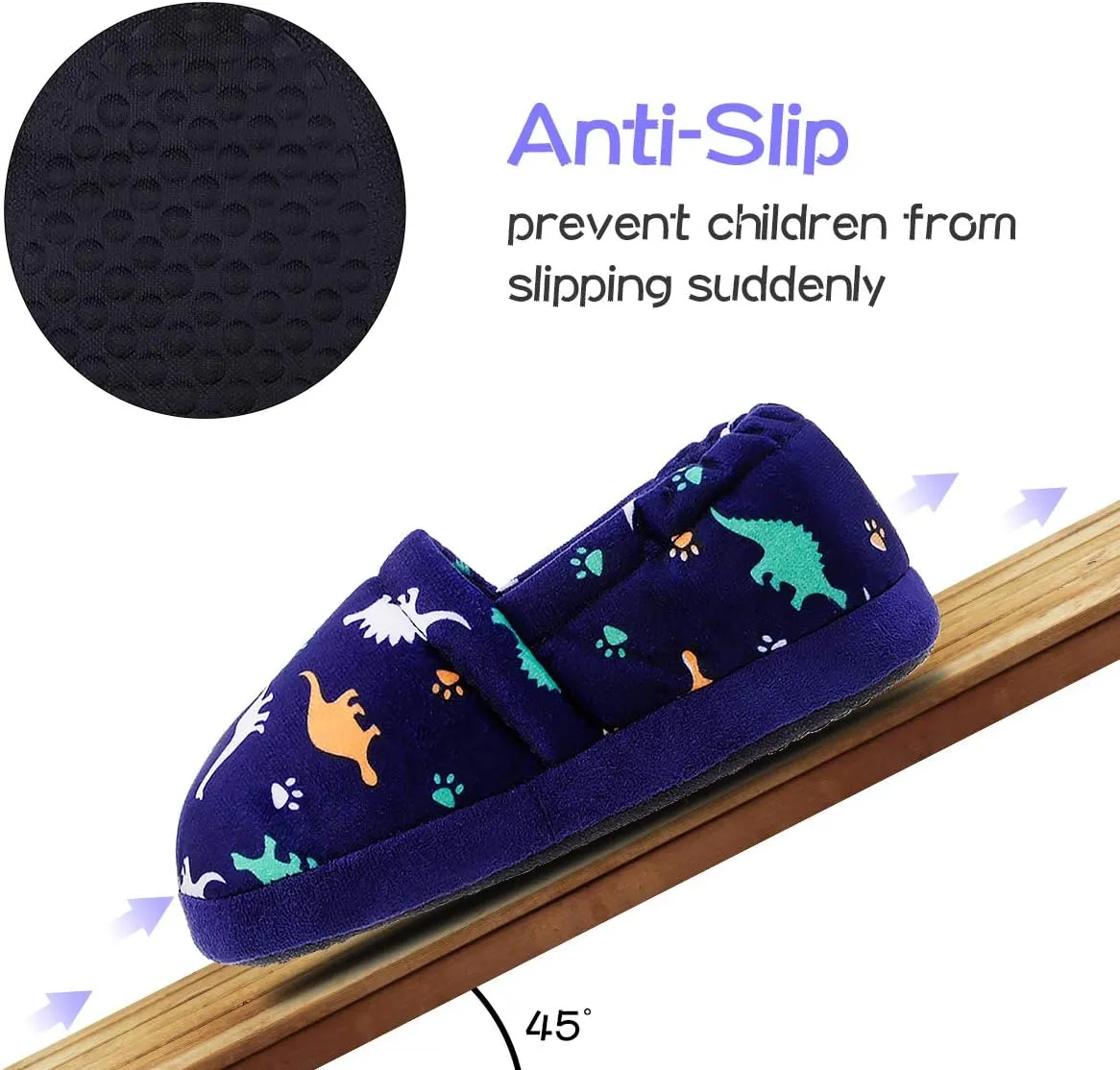 MIXIN Boys Slippers Indoor House Slippers Bedroom Dinosaur Soft Warm Boys House Shoes with Memory Foam