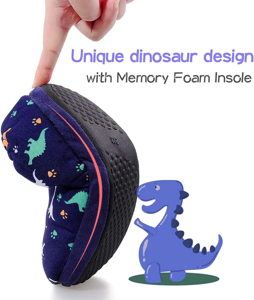 MIXIN Boys Slippers Indoor House Slippers Bedroom Dinosaur Soft Warm Boys House Shoes with Memory Foam