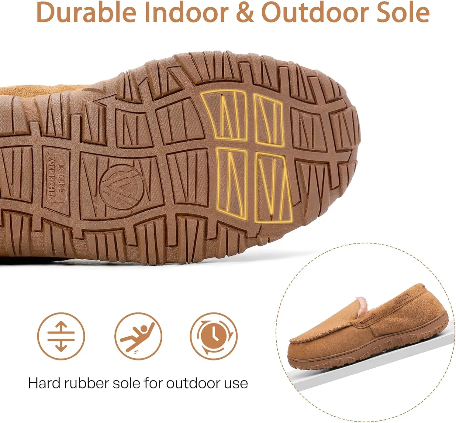 MIXIN Men's Moccasin Slippers Warm Fuzzy House Shoes with Memory Foam & Non-Slip Sole, Indoor/Outdoor Winter Comfort for Men