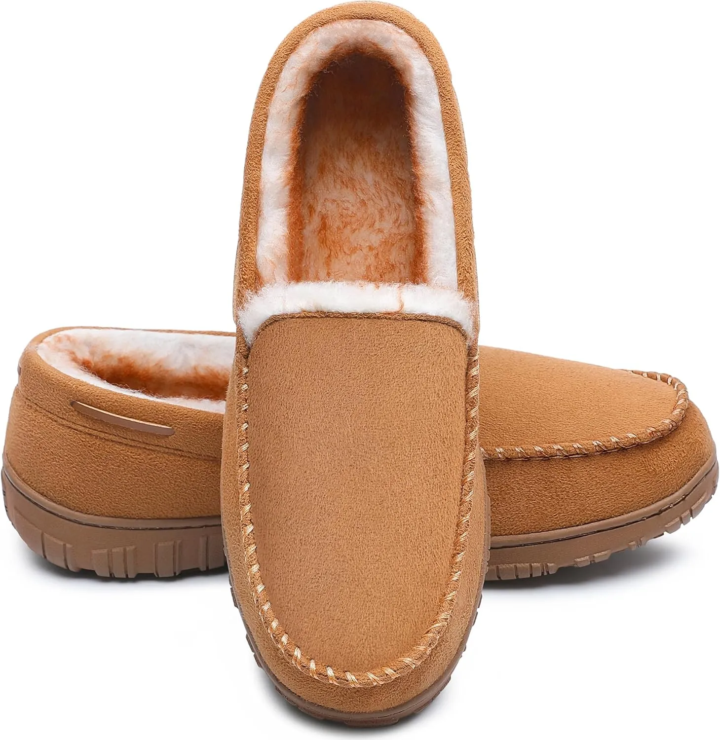 MIXIN Men's Moccasin Slippers Warm Fuzzy House Shoes with Memory Foam & Non-Slip Sole, Indoor/Outdoor Winter Comfort for Men