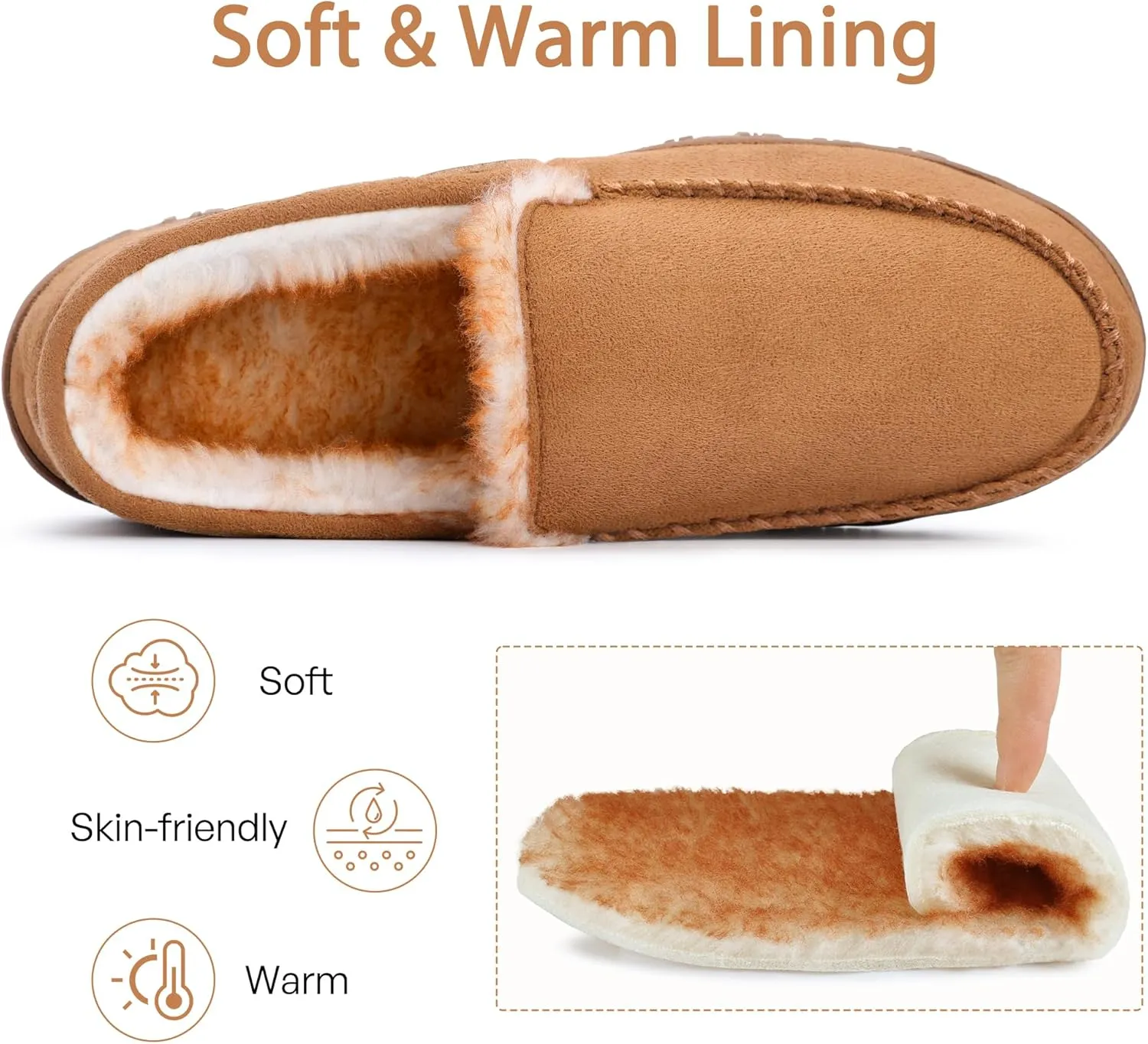 MIXIN Men's Moccasin Slippers Warm Fuzzy House Shoes with Memory Foam & Non-Slip Sole, Indoor/Outdoor Winter Comfort for Men