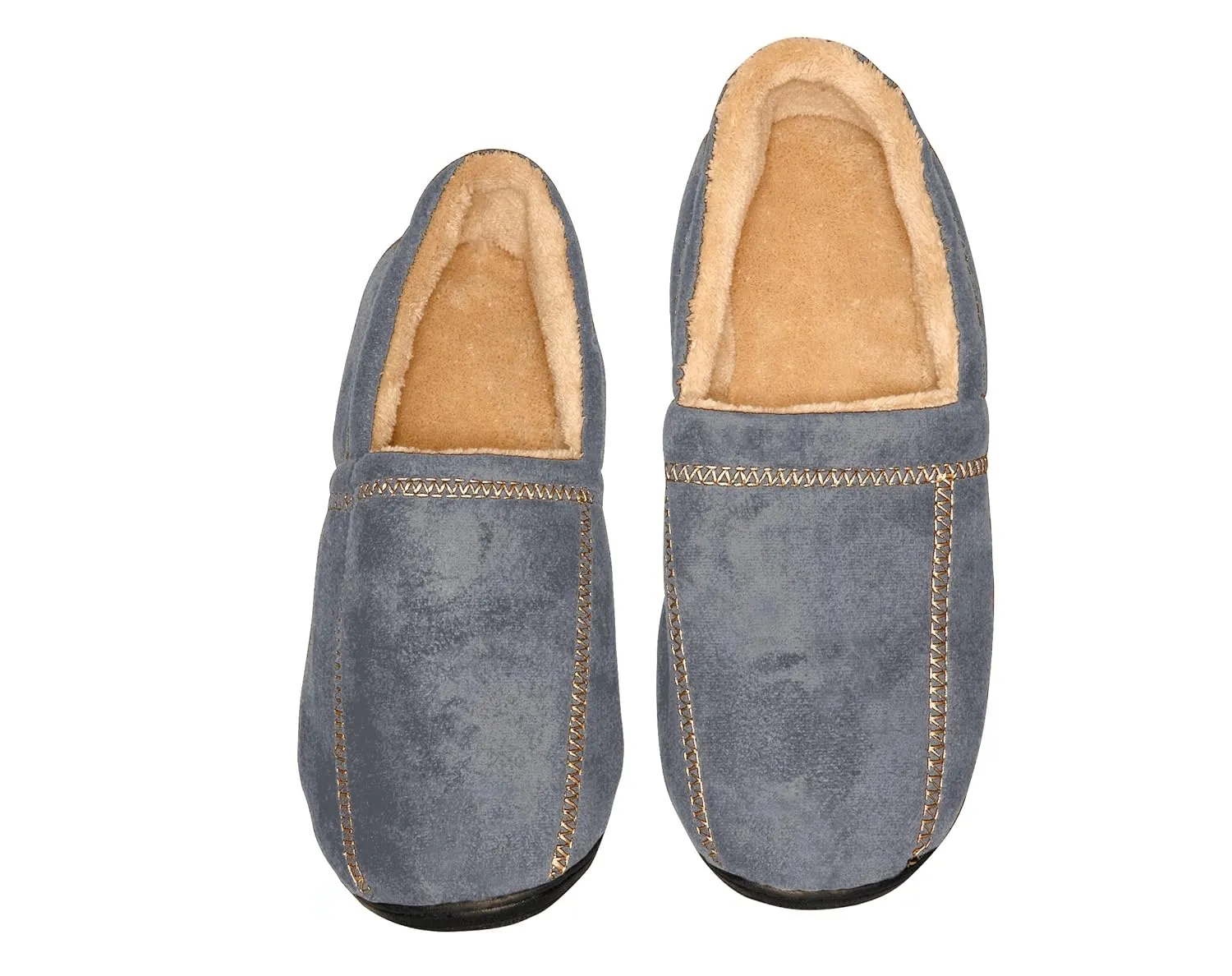 Modern Moccasin Memory Foam Men's Slipper, Size 11-12 - Stylish Microsuede - Long-Lasting Memory Foam - Warm Fleece Lining - Men's Slippers, Grey