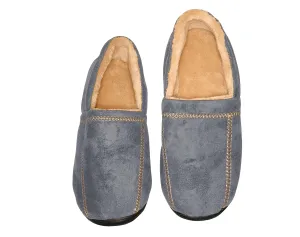 Modern Moccasin Memory Foam Men's Slipper, Size 11-12 - Stylish Microsuede - Long-Lasting Memory Foam - Warm Fleece Lining - Men's Slippers, Grey