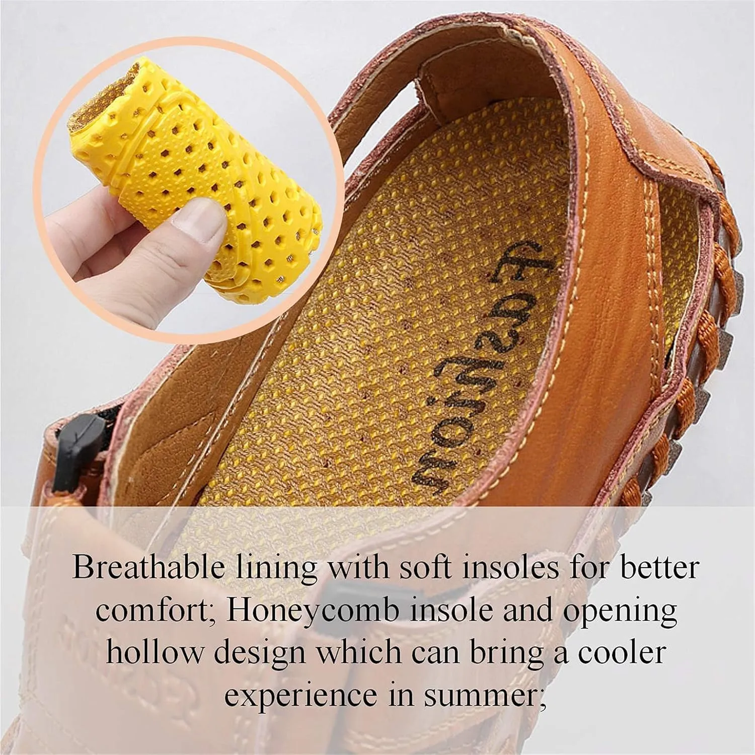 Moodeng Mens Sport Sandals Closed Toe Outdoor Fisherman Shoes Leather Summer Beach Loafters Breathable Anti-Slip
