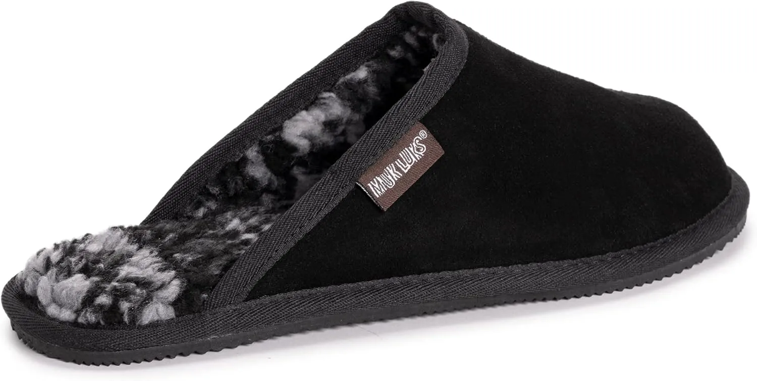 MUK LUKS Men's Dave Printed Berber Suede Scuff Slipper