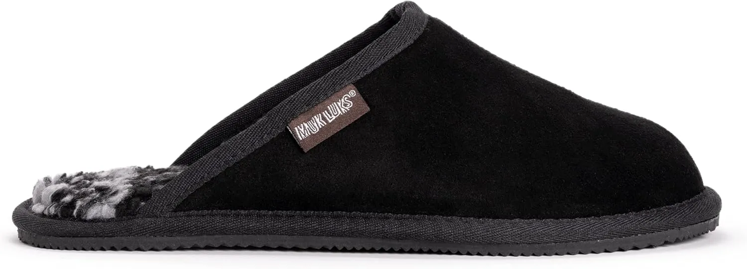 MUK LUKS Men's Dave Printed Berber Suede Scuff Slipper