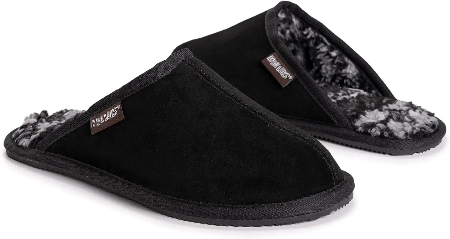 MUK LUKS Men's Dave Printed Berber Suede Scuff Slipper