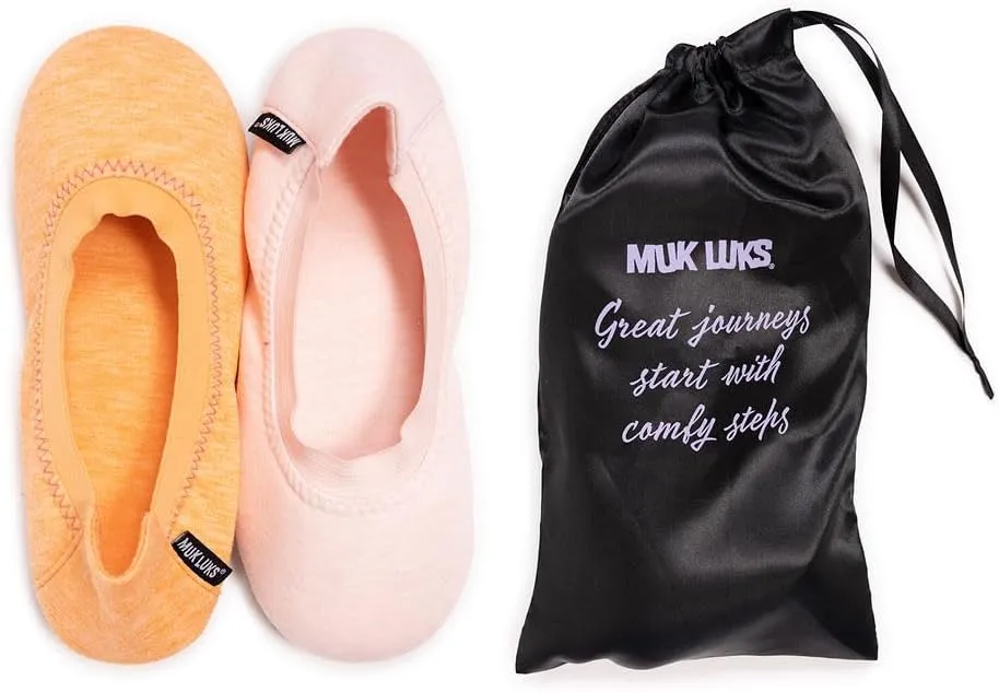 MUK LUKS Women's 2 Pack Travel Ballerina Set Slipper