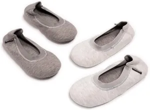 MUK LUKS Women's 2 Pair Travel Ballerina Slipper Set