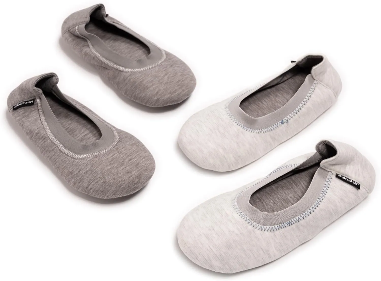 MUK LUKS Women's 2 Pair Travel Ballerina Slipper Set