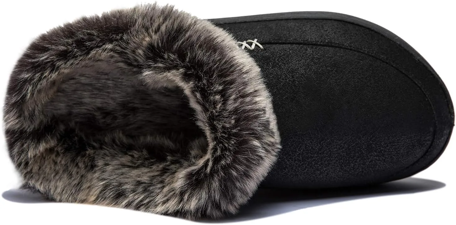 NewDenBer Women's Cozy Memory Foam Slippers Suede Plush Faux Fur Lined Slip on Indoor Outdoor House Shoes