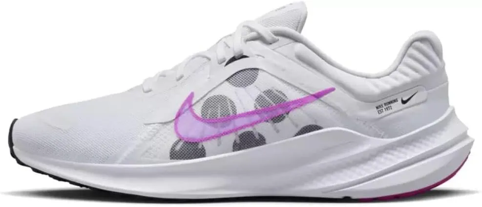 Nike Men's Quest 5 Running Training Shoes, White/Fuchsia Dream-Black, 14 M US