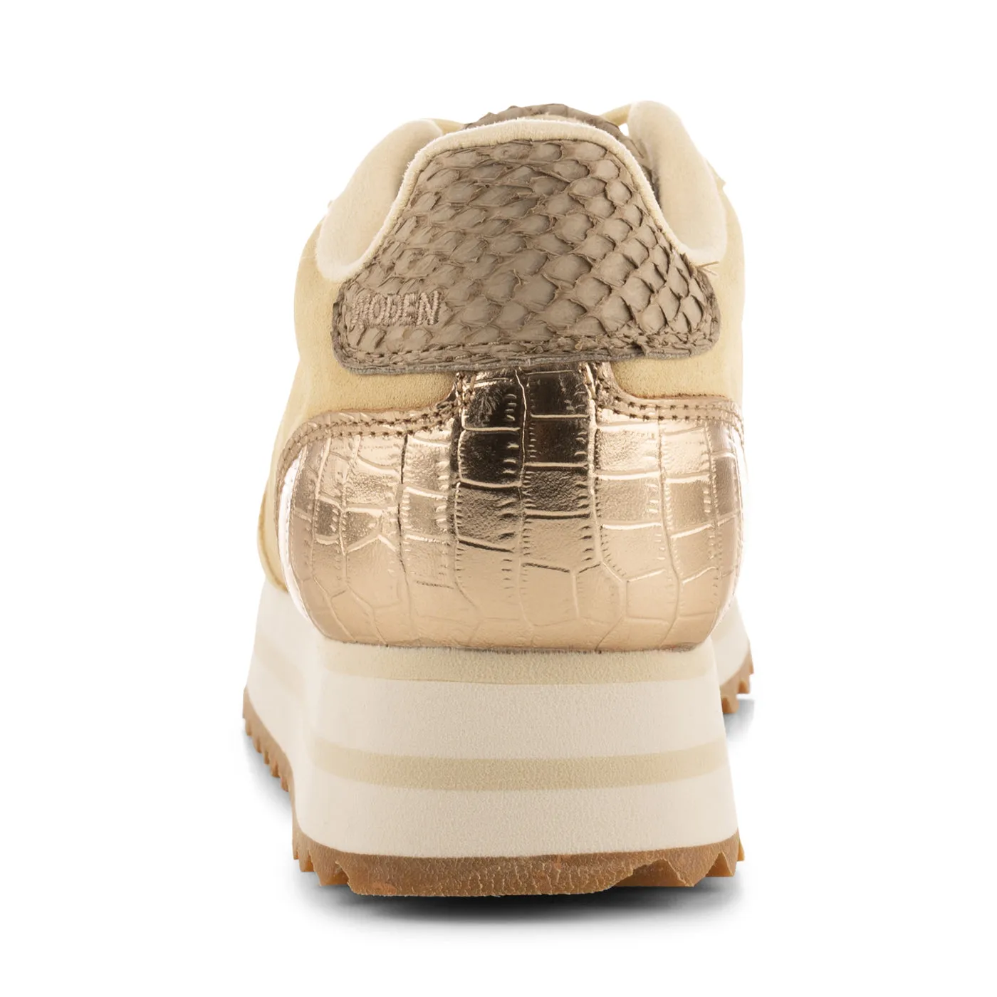 Nora III Croco Heel Plateau - Butter