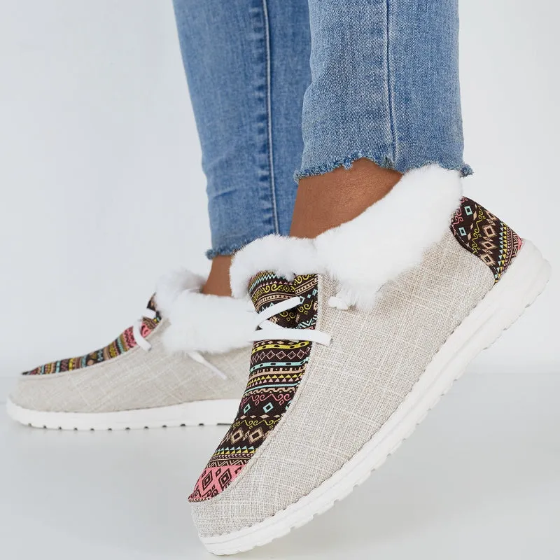 on Fur Ankle Boots Loafers Warm Lined Custom-built Slip Winter Final call Style Boho Shoes