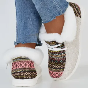 on Fur Ankle Boots Loafers Warm Lined Custom-built Slip Winter Final call Style Boho Shoes