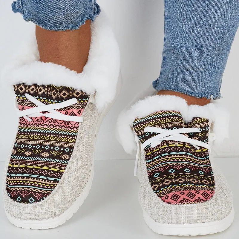 on Fur Ankle Boots Loafers Warm Lined Custom-built Slip Winter Final call Style Boho Shoes