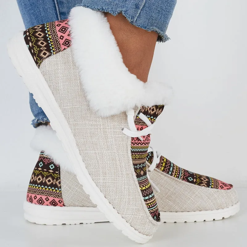on Fur Ankle Boots Loafers Warm Lined Custom-built Slip Winter Final call Style Boho Shoes