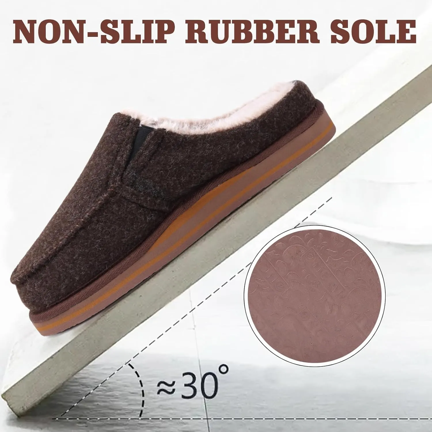 ONCAI Mens Clog Slippers with Arch Support Stripe Faux Fur Cotton-Blend High-Density Memory Foam Warm House Slippers Slip-on Indoor Outdoor Rubber Sole Size 7-16