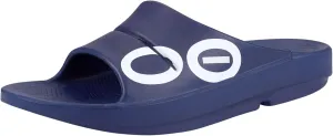 OOFOS Unisex Flat Slipper, Navy, 6 US Men