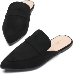 Open Back Mules for Women Flats Closed Pointed Toe Slip On Loafer Womens Mules Slides Comfy Business Casual Shoes