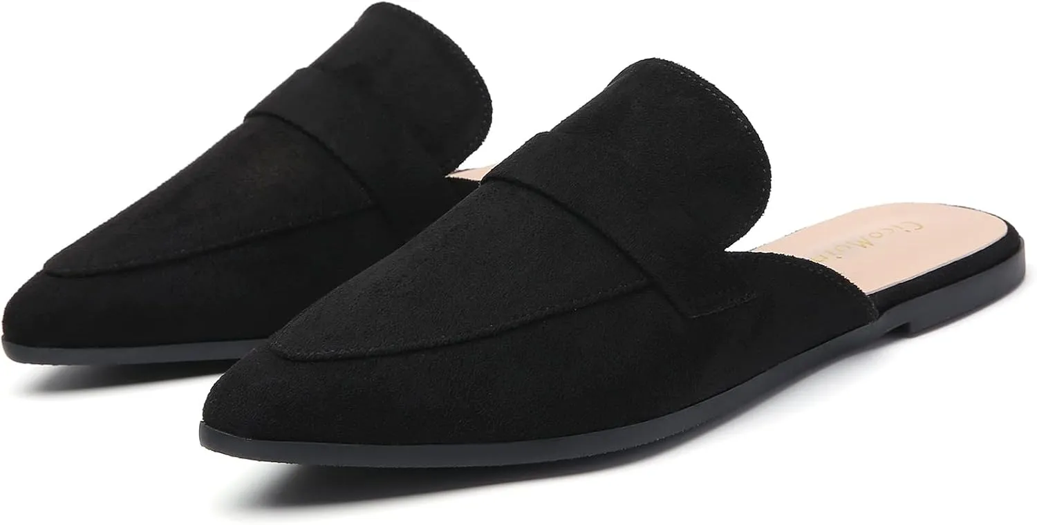Open Back Mules for Women Flats Closed Pointed Toe Slip On Loafer Womens Mules Slides Comfy Business Casual Shoes