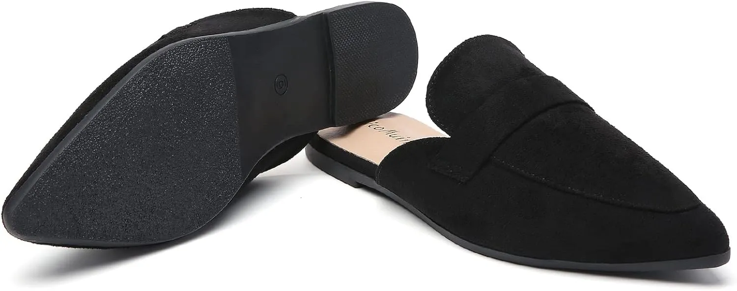 Open Back Mules for Women Flats Closed Pointed Toe Slip On Loafer Womens Mules Slides Comfy Business Casual Shoes