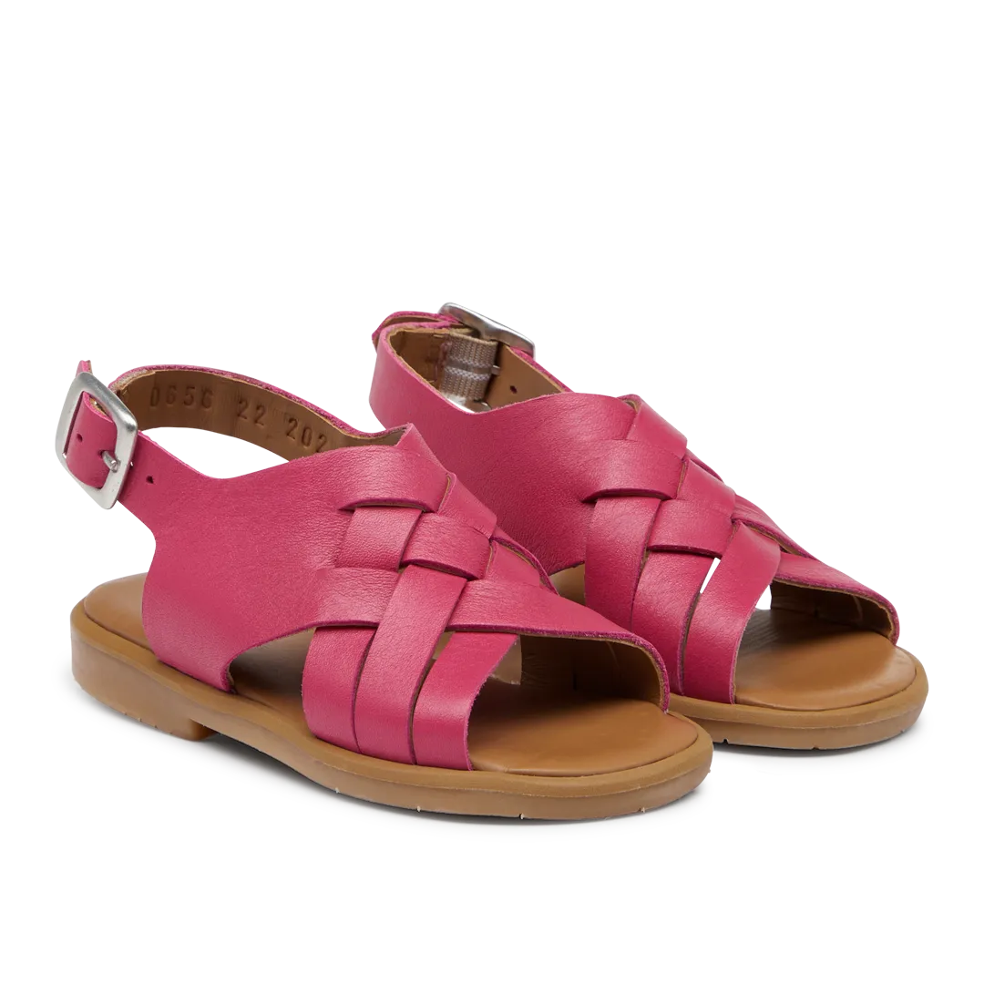 Open toe braid sandal with buckle closure
