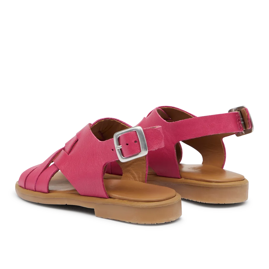 Open toe braid sandal with buckle closure