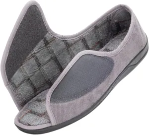 Open Toe Diabetic Slippers for Men Extra Wide Width, Memory Foam Open Toe House Shoes Non Slip - For Seniors Arthritis Swollen Feet