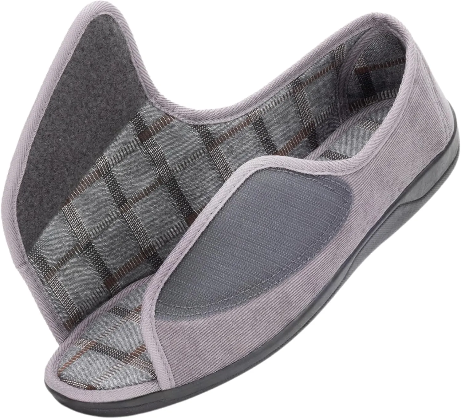 Open Toe Diabetic Slippers for Men Extra Wide Width, Memory Foam Open Toe House Shoes Non Slip - For Seniors Arthritis Swollen Feet