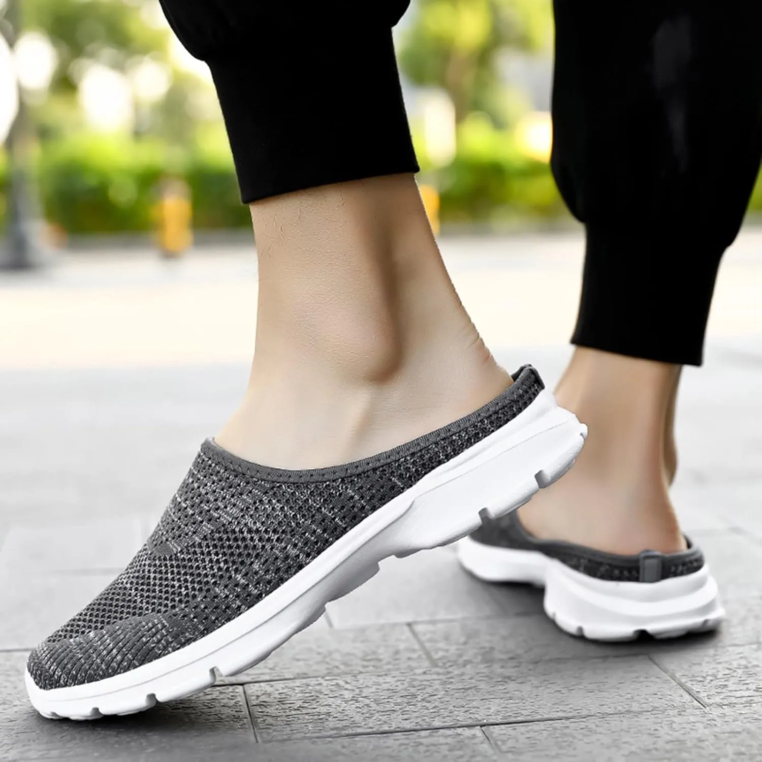 Orthopedic Slip On Shoes for Women Knitted Mesh Casual Mules Lightweight Breathable Sneakers Loafer Slingback Walking Shoes