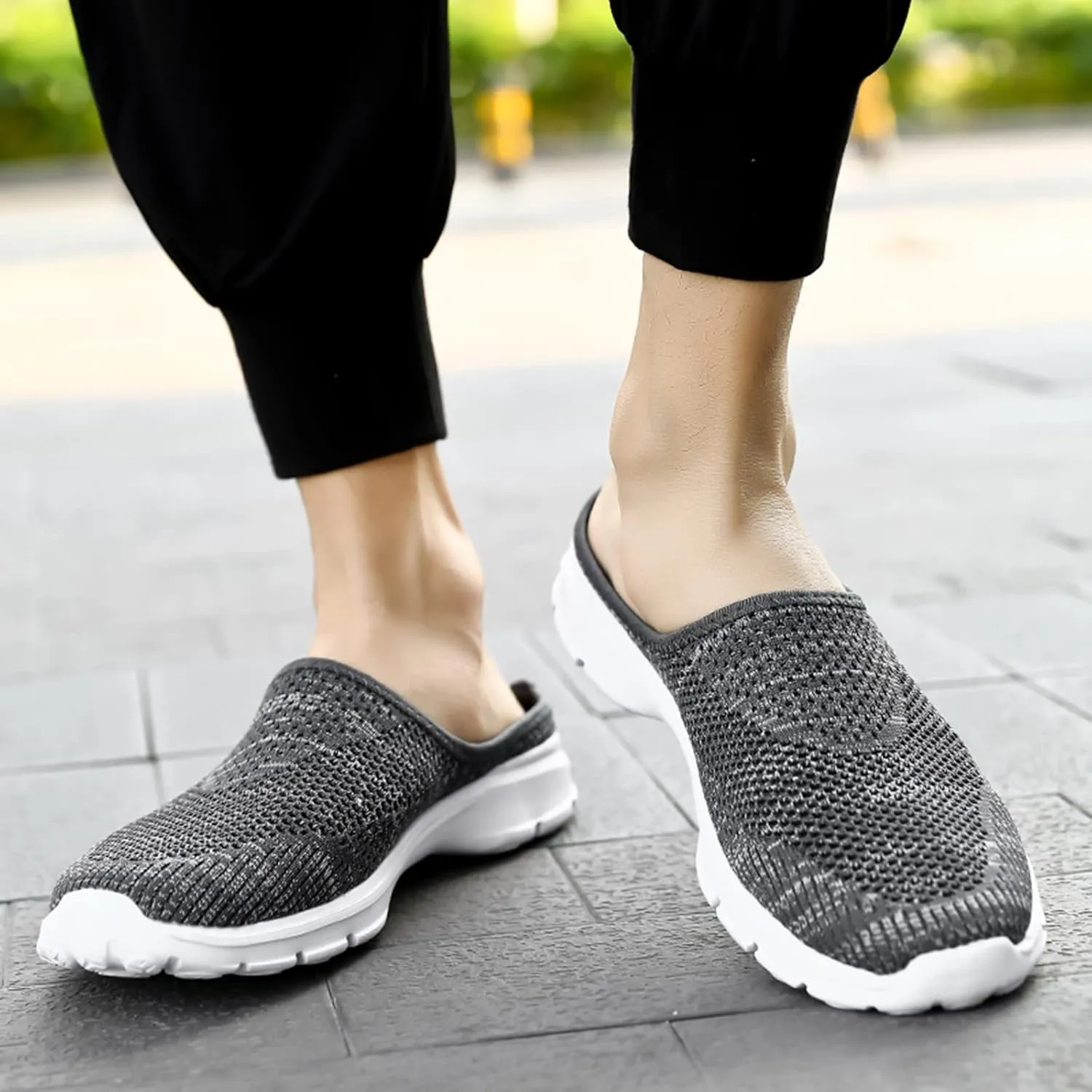 Orthopedic Slip On Shoes for Women Knitted Mesh Casual Mules Lightweight Breathable Sneakers Loafer Slingback Walking Shoes