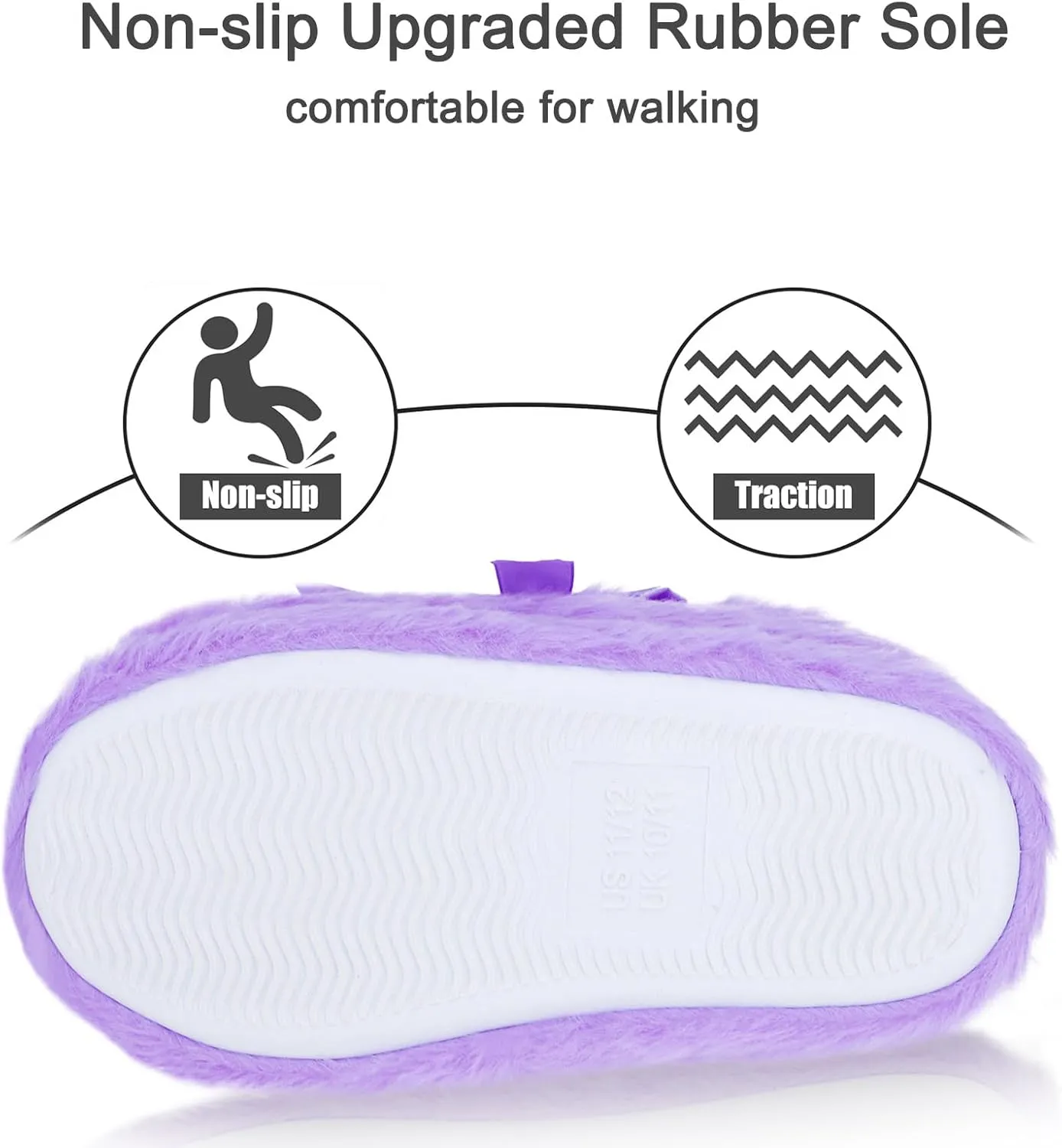 Orthoshoes Girls Fluffy Slippers,Faux Fur Fuzzy Slip-on House Slippers Clog Memory Foam House Shoes with Ribbon Bow for Girls Bedroom Indoor