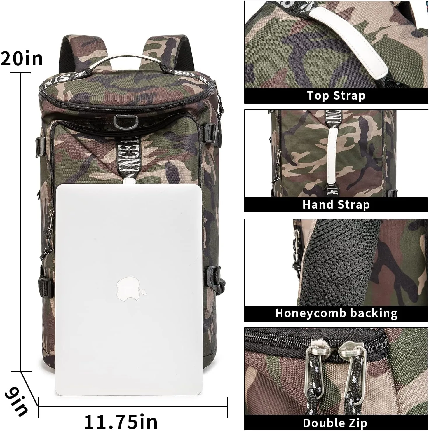 Outdoor Waterproof Backpack Hiking, Fishing, Camping Large Capacity Multifunctional Laptop Backpack, Suitable for Both Men and Women (Camouflage)…
