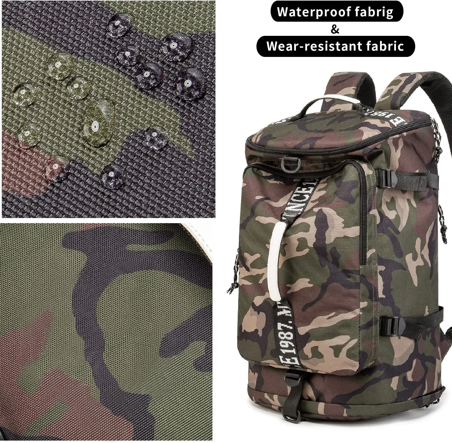Outdoor Waterproof Backpack Hiking, Fishing, Camping Large Capacity Multifunctional Laptop Backpack, Suitable for Both Men and Women (Camouflage)…