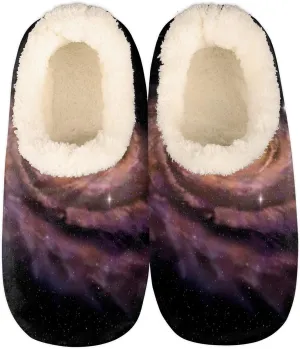 Outer Space Women Closed Back House Slippers, Cosmic Planet Womens Mens Winter Indoor Slippers, Soft Cozy Warm Fuzzy Memory Foam Anti-Slip Slippers