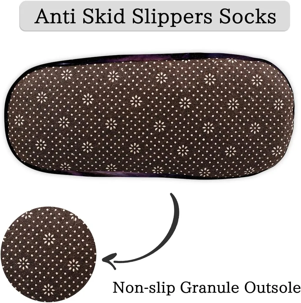 Outer Space Women Closed Back House Slippers, Cosmic Planet Womens Mens Winter Indoor Slippers, Soft Cozy Warm Fuzzy Memory Foam Anti-Slip Slippers
