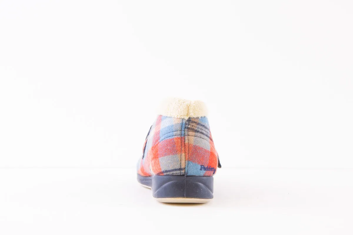 PADDERS - 409 HUSH-VELCRO SLIPPER - NAVY CHECK