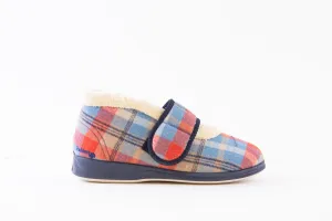 PADDERS - 409 HUSH-VELCRO SLIPPER - NAVY CHECK