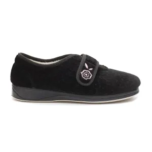 Padders CAMILLA Womens (EE Fit) Touch Fasten Slippers Black
