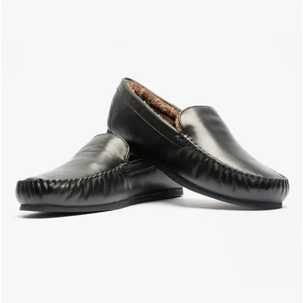 Padders MARINO Mens (G Fit) Full Slippers Black Leather