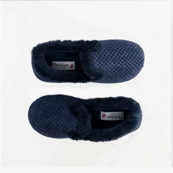 Padders MISHA Womens (EE Fit) Full Slippers Navy Popcorn