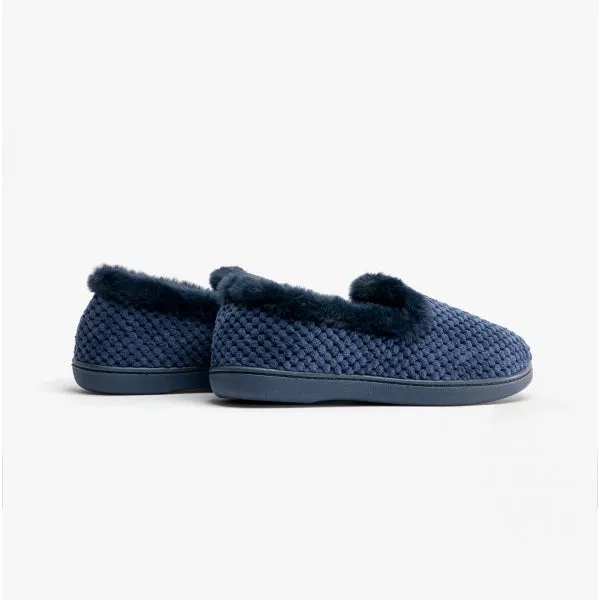 Padders MISHA Womens (EE Fit) Full Slippers Navy Popcorn