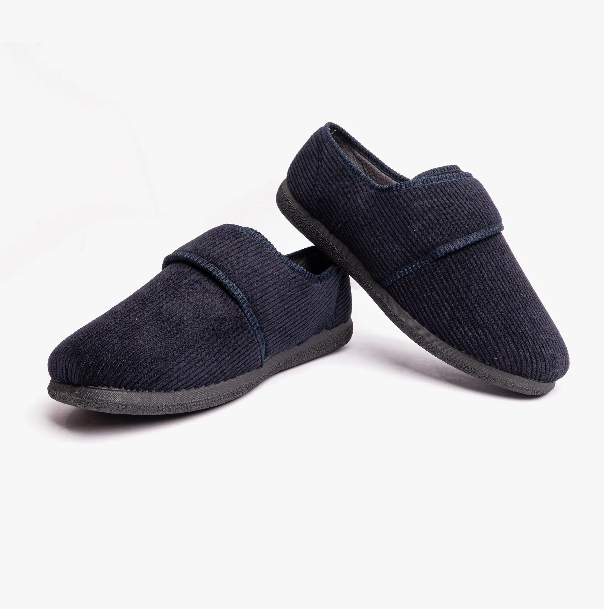 Padders OLIVER Mens Touch Fasten Full Slippers Navy