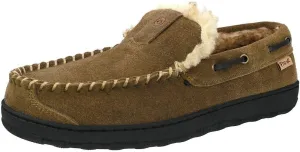 PAMIR Men's Genuine Suede Faux Fur Moccasin Slippers Indoor Outdoor Loafer Shoes